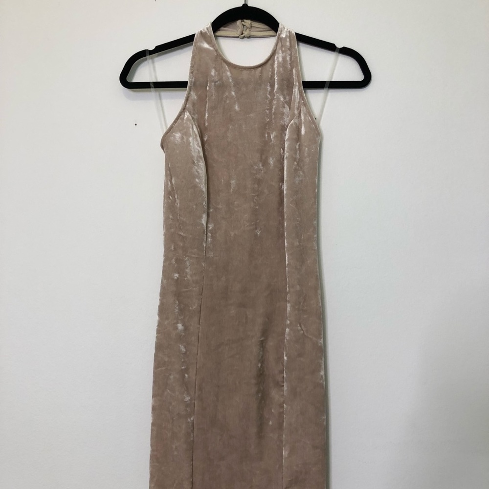 Velvet taupe fashion nova medium halter dress